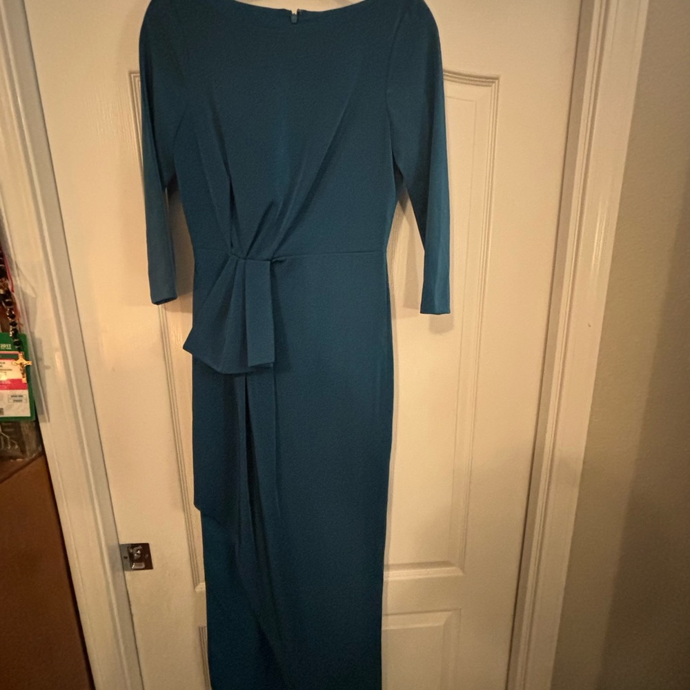 KAY UNGER TEAL PARTY DRESS COLUMN GOWN (size 2)